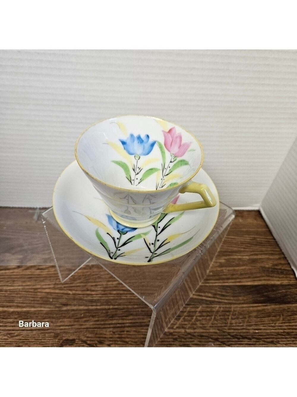 Vintage Porcelain Japanese Floral Teacup and Saucer Set